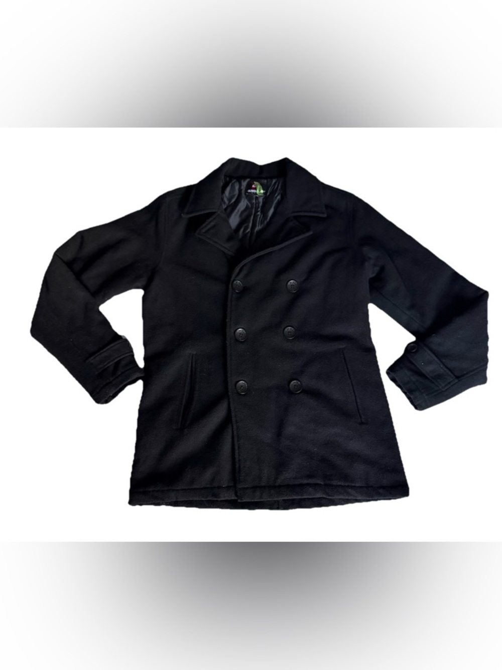 Quiksilver Men's Black Double-Breasted Wool Peacoat